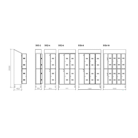 Armadio spogliatoio - X1E1-2 - X1E2-4 - X1E3-6 - X1E4-8 - X1E4-10