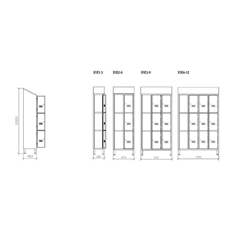 Armadio spogliatoio - X1E1-3 - X1E2-6 - X1E3-9 - X1E4-12