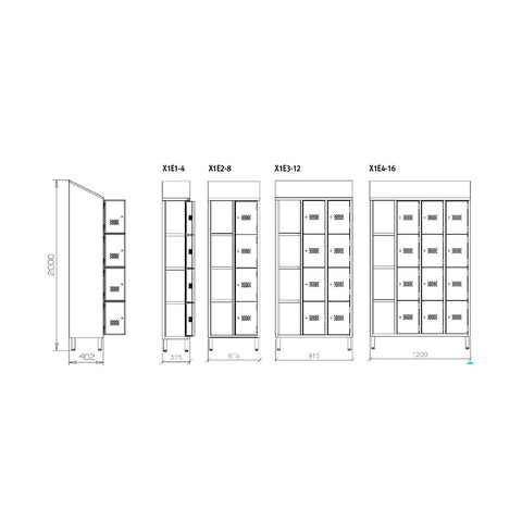 Armadio spogliatoio - X1E1-4 - X1E2-8 - X1E3-12 - X1E4-16