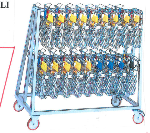 Lavaggio Igienizzazione - Carrello Inox Portacestelli
