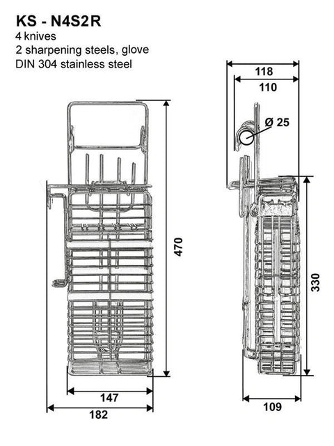 Cestelli in Filo Acciaio Inox - Portacoltelli