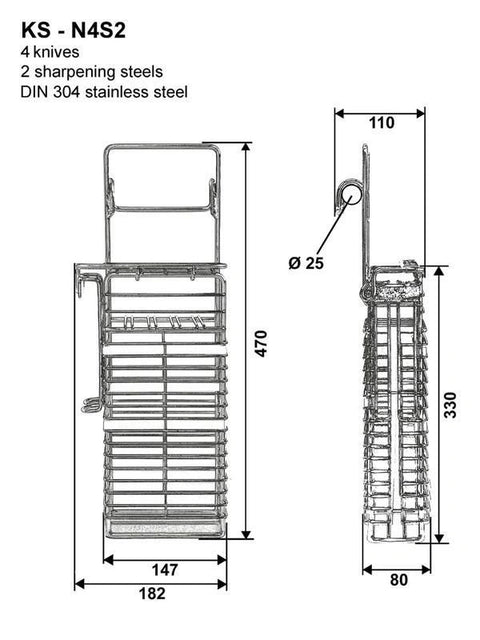 Cestelli in Filo Acciaio Inox - Portacoltelli